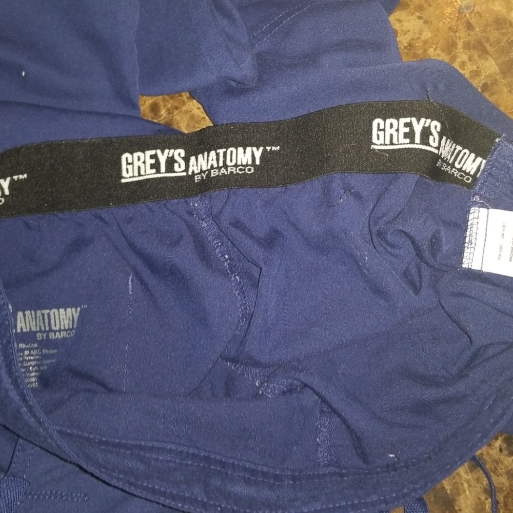 Navy blue grey anatomy scrub pants
